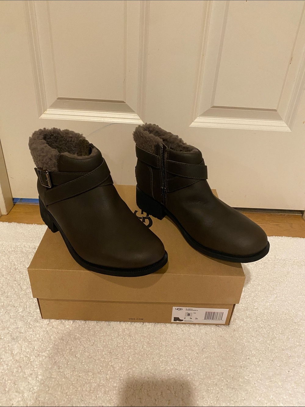 UGG Dark Brown Shearling-Lined Ankle Booties